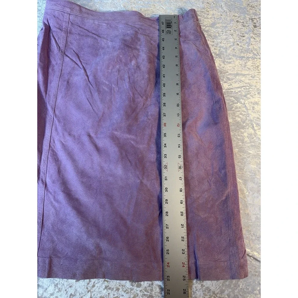 Vintage Terry Lewis Purple Suede Leather Midi Pencil Skirt NWT Women's 14
